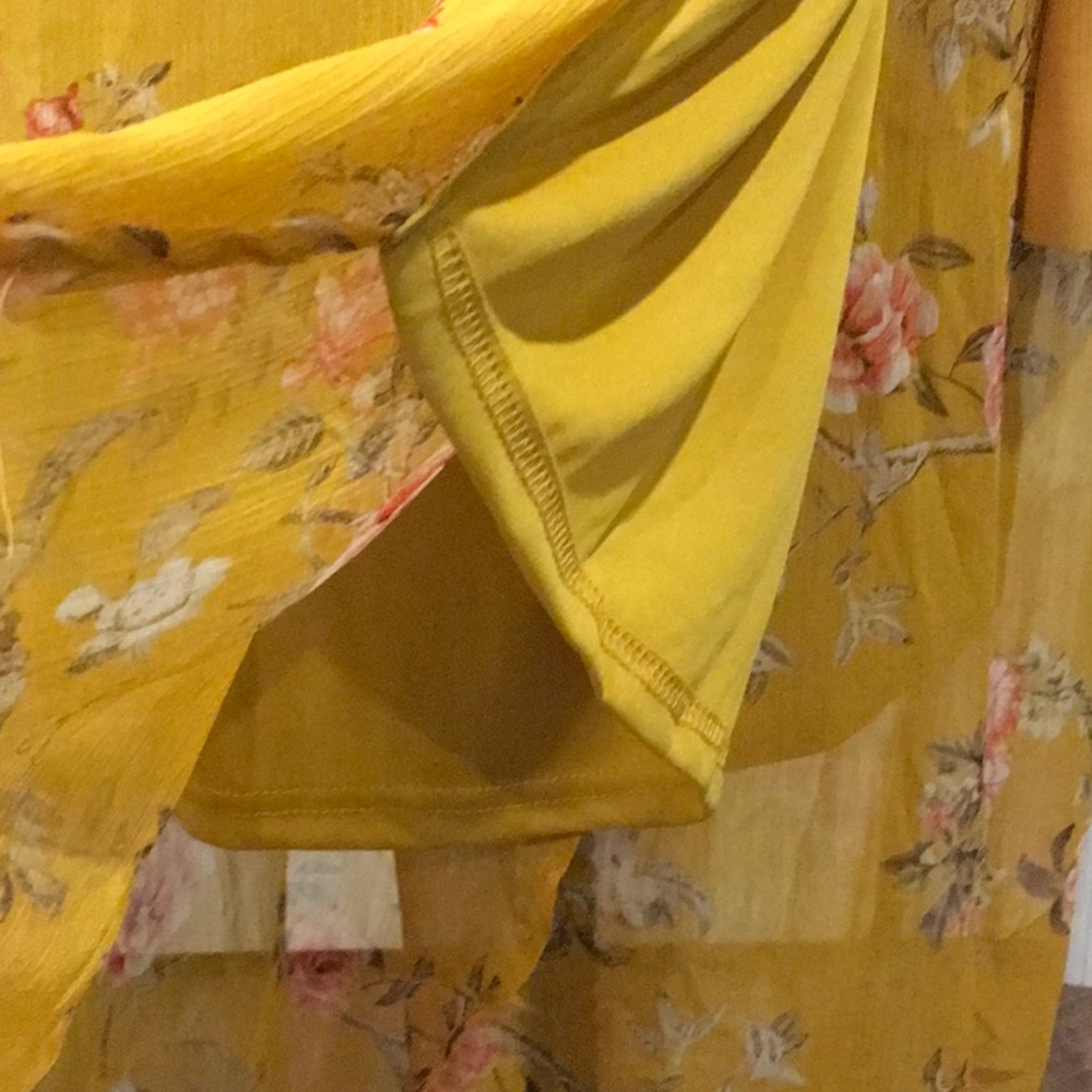Beautiful mustard color floral dress. - Picture 7 of 8